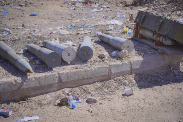 In Seiyun, Yemen on January 04, 2026, abandoned tanks and unexploded artillery shells litter the streets following violent clashes between the Yemeni Armed Forces and the UAE-backed STC. The heavy fighting resulted in the withdrawal of STC forces from the city and the takeover by government troops under the cover of Saudi aerial support, Hadhramaut, Seiyun, Yemen
