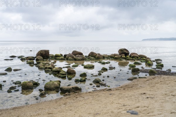 Boulders on the Baltic Sea Beach, Baltic resort Göhren, Rügen Island, Mecklenburg-Western Pomerania, Germany