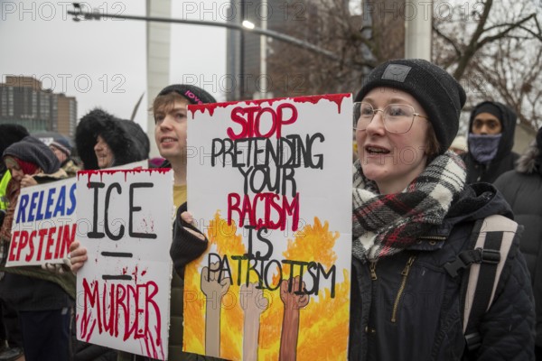 Detroit, Michigan USA - 10 January 2026 - Activists rally to protest the killing of Renee Nichole Good in Minneapolis by a federal immigration agent
