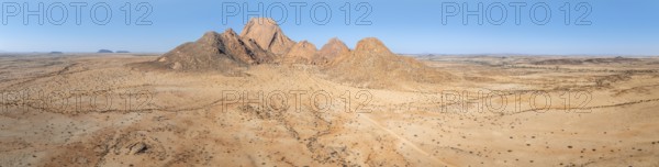 Aerial view, mountains in the desert, Spitzkoppe summit, Namib desert, Namibia