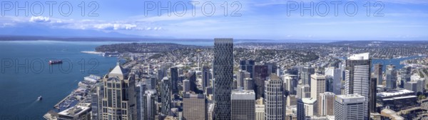 USA, Seattle financial and business district skyline in city downtown