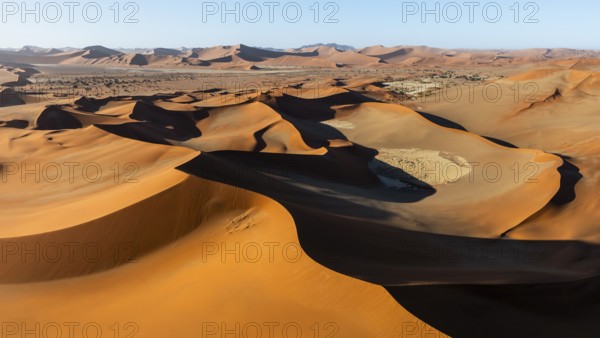 Aerial view, Dramatic sand dunes in the Namib Desert, Namib Naukluft Park, Namibia