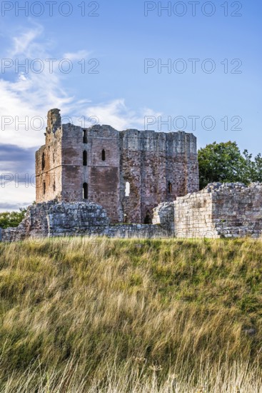 Ruins of Norham Castle and River Tweed, Norham, Northumberland, England, United Kingdom