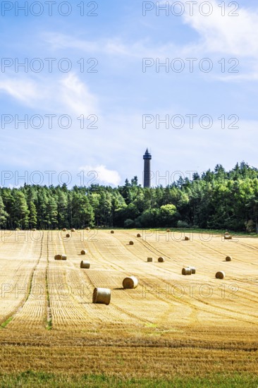 Straw bales in the Scottish fields, Southeast Scotland, UK