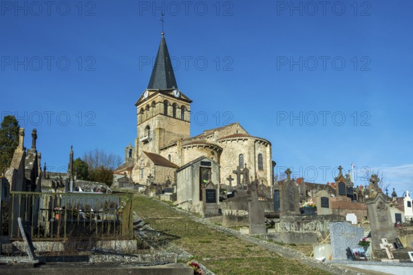 St Mazeran's Church of Bout-Vernet. Allier department. Auvergne Rhone Alpes. France. Europe