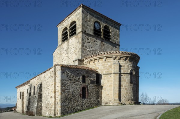 Natural regional park of Livradois Forez. Roman church Saint-Hilaire of Saint-Hilaire village. Haute Loire. Auvergne Rhone Alpes. France