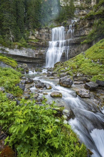 Cascata di Mezzo waterfall, long exposure, Vallesinella, Brenta, Trentino, Italy