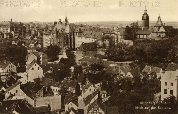 Altenburg, today Altenburger Land district, Thuringia, Germany, postcard, view around 1900 - 1910, historical, digital reproduction of a historical postcard, authentic, public domain, from that time, exact date unknown