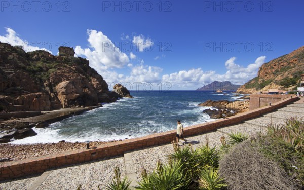 Marina de Porto with the Genoese Tower and the Bay of Porto, a UNESCO World Heritage Site, Ota, West Coast of Corsica, Corse-du-Sud, Corsica, France