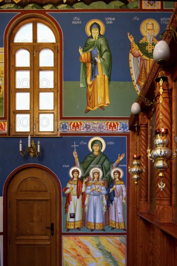 Bulgarian Orthodox Rock cave Monastery of Saint Dimitar Basarbowski, Church interior, Basarbovo, Rousse, Bulgaria