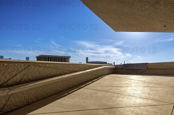 Zayed National Museum in Abu Dhabi, memorial to the late Zayed bin Sultan Al Nahyan, the museum is the heart of the cultural district on Saadiyat Island, way to the platform on the roof of the museum, Abu Dhabi, United Arab Emirates