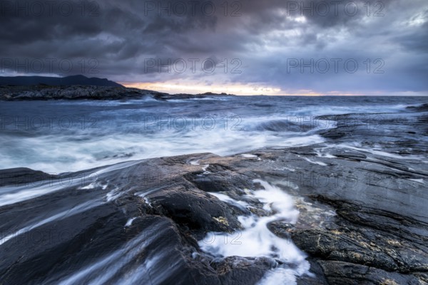 Water on the rocky coast on the Atlantic Road, Atlanterhavsveien, Karvag, Vevang, west coast, Norway