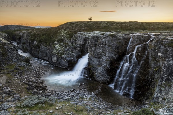 Storulfossen waterfall in Rondane National Park, Norway