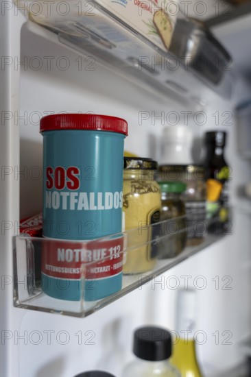 Emergency box in a refrigerator, it contains a comprehensive information sheet which gives emergency services medical information about the patient in an emergency, refrigerator is available in every household, central point for rescuers to receive information about the patient in an emergency, a sticker on the refrigerator door and front door indicates the emergency box