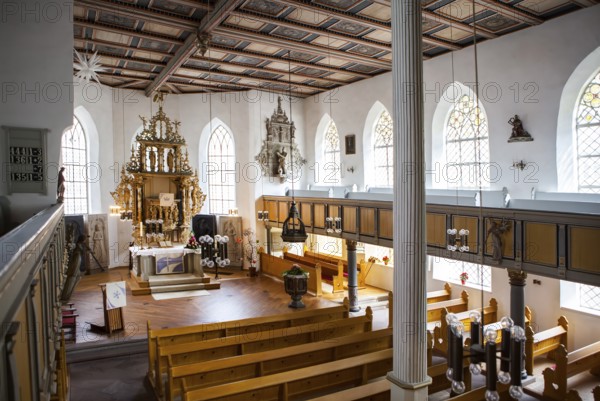 Inner view, Saint Giles or market church St. Aegidien, Osterode, Upper Harz region, Lower Saxony, Germany
