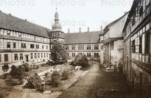 Inner courtyard, Welf Castle of Herzberg, 1907, Lower Saxony, Germany