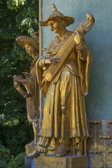 Golden sculptures as façade decoration from the Chinese House, Sanssouci Park, Potsdam