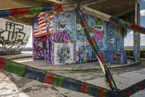 Graffiti on the former US eavesdropping facility on Teufelsberg in Grunewald, Berlin, Germany
