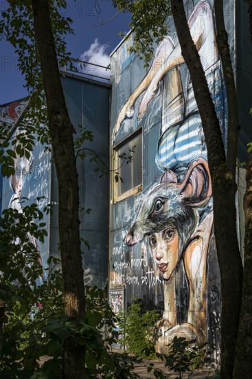 Graffiti on the former US eavesdropping facility on Teufelsberg in Grunewald, Berlin, Germany