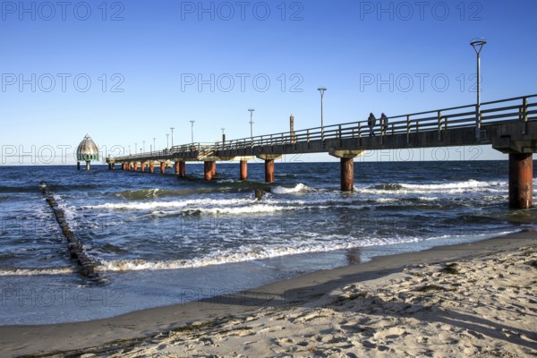 Pier with diving gondola, Zingst, Fischland-Darß-Zingst, Western Pomerania Lagoon Area National Park, Mecklenburg-Western Pomerania, Germany