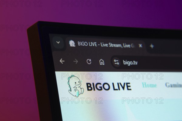 Dhaka, Bangladesh- 02 June 2025: Close-up of a computer screen displaying the Bigo Live web interface in dark mode