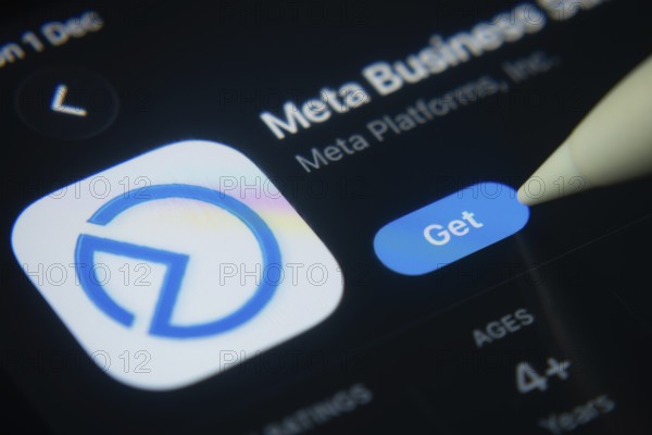 Dhaka, Bangladesh- 01 Dec 2025: A close-up of the Meta Business Suite app icon in the App Store on an iPad screen