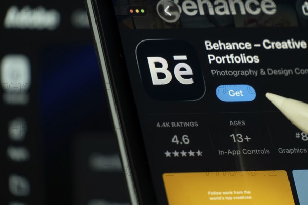 Dhaka, Bangladesh- 24 Oct 2025: A iPad screen displaying the Behance app on App store