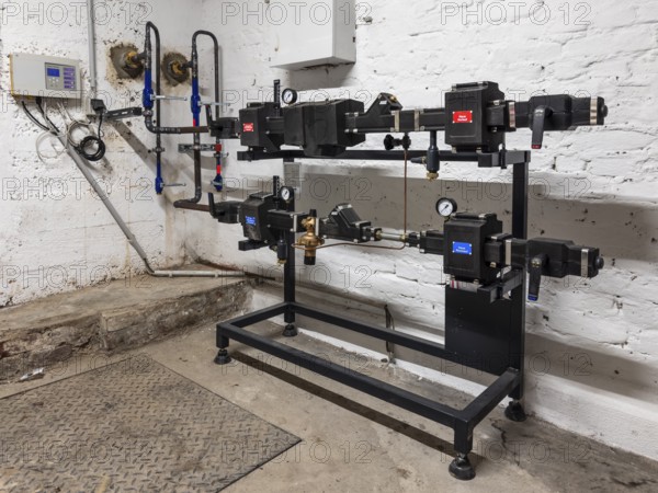 District heating transfer station in a cellar in Düsseldorf, Germany