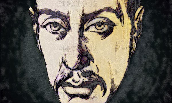 Portrait of Rainer Maria Rilke, 1875 – 1926, Austrian poet and novelist, based on a sketch, digitally edited