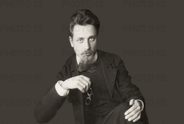 Portrait of Rainer Maria Rilke, 1875 – 1926, Austrian poet and novelist, based on a photograph by Lou Andreas-Salomé, 1926, digitally edited