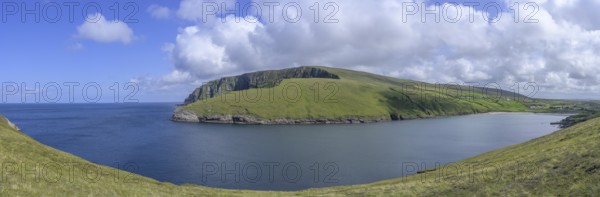 View of blue sea and cliffs from Portacloy Loop Cliff Walk, Muingnabo, County Mayo, Ireland