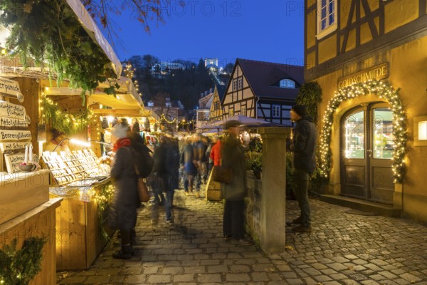 Elbhangfest Christmas market in Dresden Loschwitz in the historic village center of Loschwitz during Advent, Dresden, Saxony, Germany