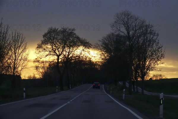 Street in late autumn, sunset, Germany