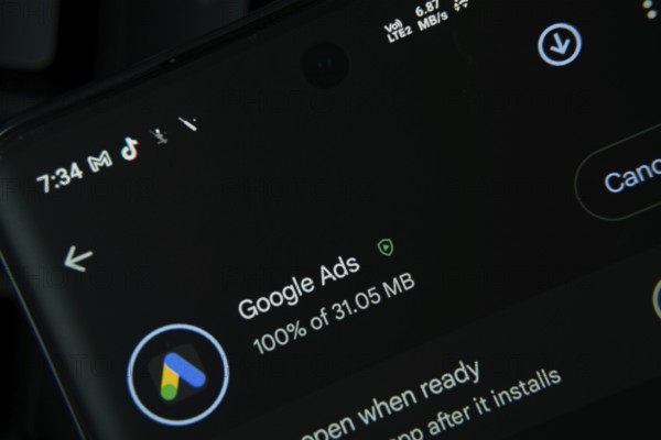 Dhaka, Bangladesh- 27 July 2025: Google Ads app from Google Playstore is displayed on a smartphone screen