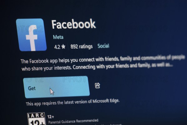 Dhaka, Bangladesh- 19 Sep 2025: A close-up of the Facebook app from the Microsoft Store is shown on a laptop screen