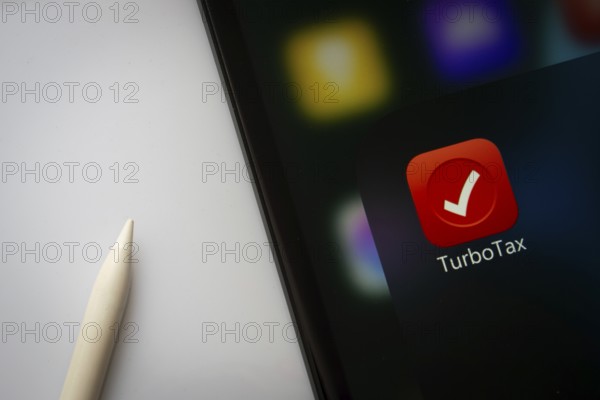 Dhaka, Bangladesh- 19 Sep 2025: A close up of an iPad screen displaying the TurboTax app