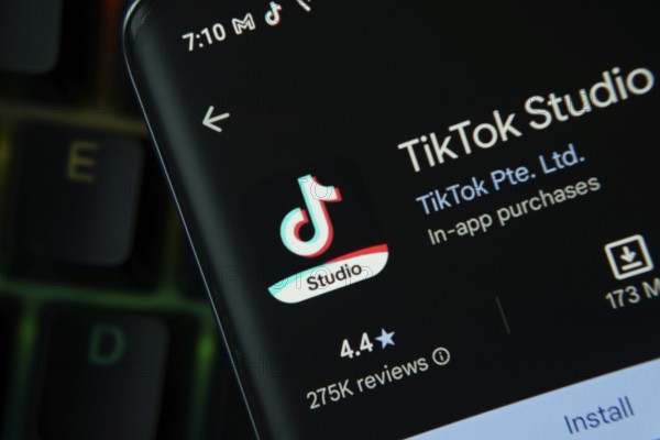 Dhaka, Bangladesh- 27 July 2025: tiktok Studio app from Google Playstore is displayed on a smartphone screen