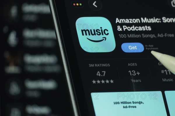 Dhaka, Bangladesh- 21 Nov 2025: A iPad screen displaying the Amazon Music app on App store