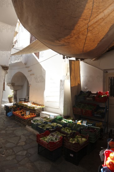 Alley in the old town of Naxos, Cyclades, Greece