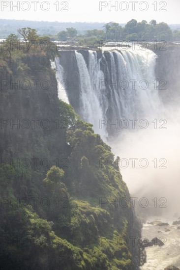 Water plunges into the depths, Victoria Falls with gorge, Zambezi, Zimbabwe