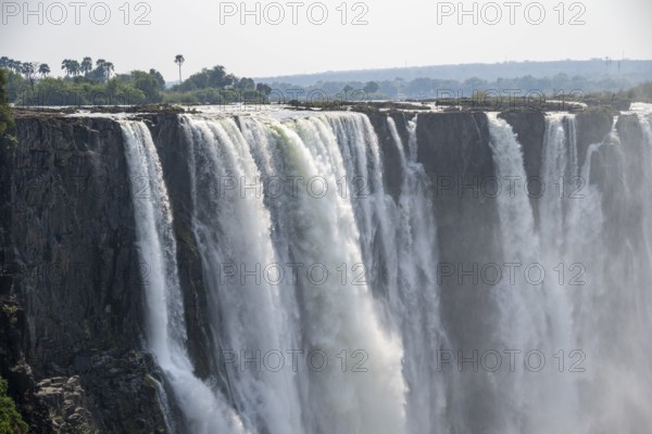 Water plunges into the depths, Victoria Falls with gorge, Zambezi, Zimbabwe