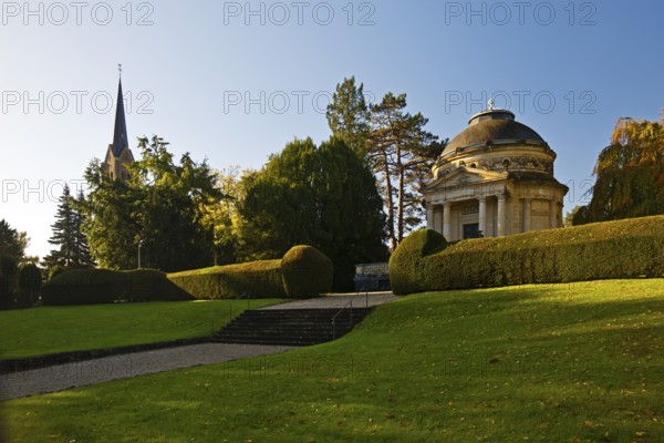Mausoleum of Carstanjen and St. Evergislus Church in the Plittersdorf district, Bonn, North Rhine-Westphalia, Germany