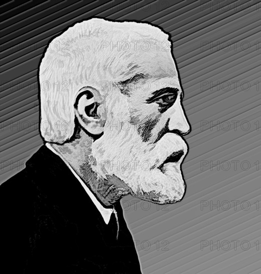 Portrait of Antoni Gaudí i Cornet, 1852 – 1926, Catalan architect and designer from Spain, the greatest exponent of Catalan Modernisme, digitally edited