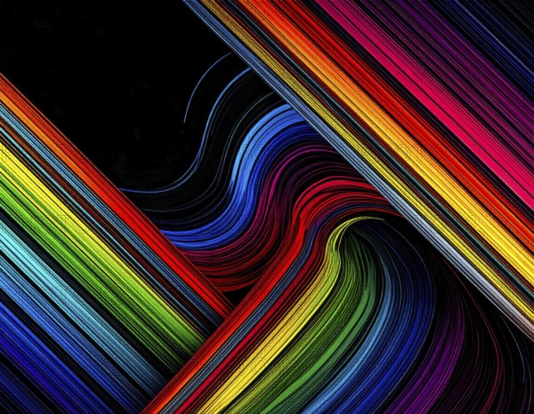Abstract digital art featuring vibrant, intersecting neon lines creating a geometric pattern, Intersecting neon lines form a vibrant abstract geometric grid against a black background, Seamless looping illustration, colorful diagonal lines, creating a modern dynamic template background, vibrant colored lines and geometric forms for business or technology wallpaper, AI generated