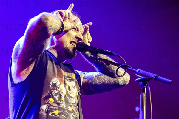 Michael Poulsen, singer and guitarist from Volbeat as part of the Greatest Of All Tours Worldwide 2025 at the ZAG Arena in Hanover on 21.10.2025