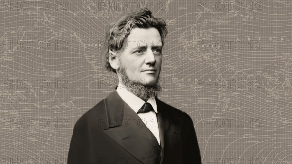 Georg Balthazar von Neumayer, Ritter von Neumayer, 1826 – 1909, German polar explorer, geographer and geophysicist, best known for cooperation of meteorology and scientific observations, his global map with magnetic field lines, lines of equal magnetic horizontal intensity, digitally optimized