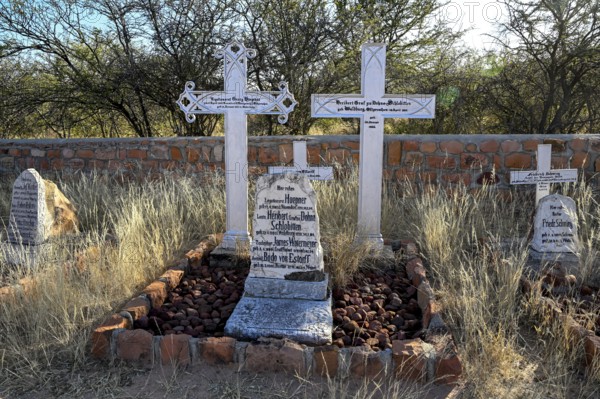 Graves at the German military cemetery at Waterberg, Otjozondjupa region, Namibia