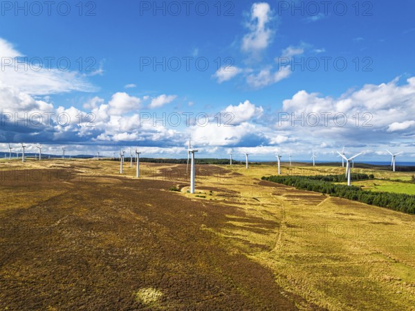 Wind Farm from a drone in southeast Scotland, UK