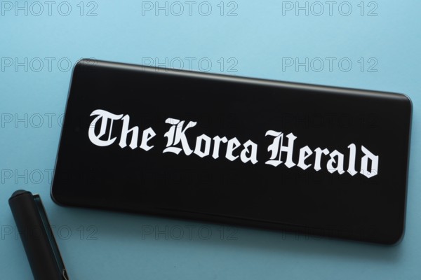 Dhaka, Bangladesh - 18 March 2025: The logo of The Korea Herald is displayed on a smartphone screen