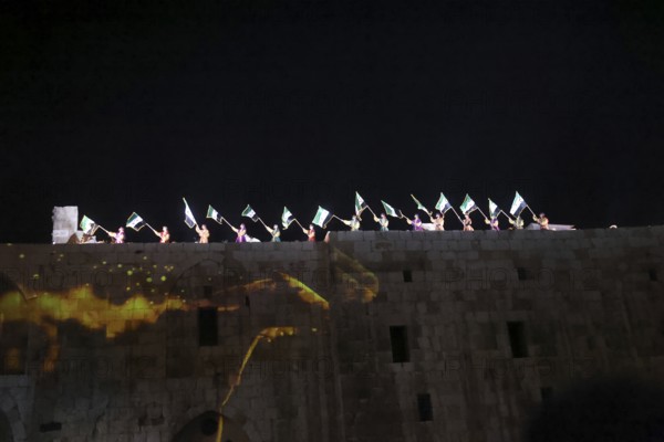 The inauguration of the Syrian Development Fund at Damascus Citadel featured light shows and stage acts, with President Ahmed al-Sharaa, state officials, and international ambassadors highlighting Syria's path to reconstruction, Damascus, Damascus, Syria
